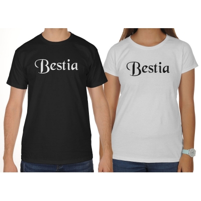 Koszulki dla par zakochanych komplet 2 szt Piękna i Bestia